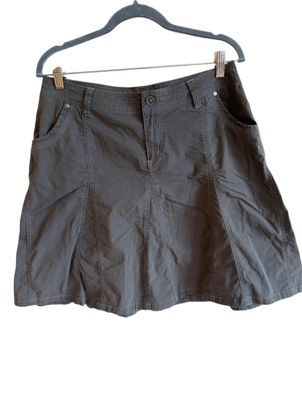 Kuhl Splash Women’s 10 Hiking Skirt Gray Cargo Pockets UPF 50+ A-Line Athleisure
